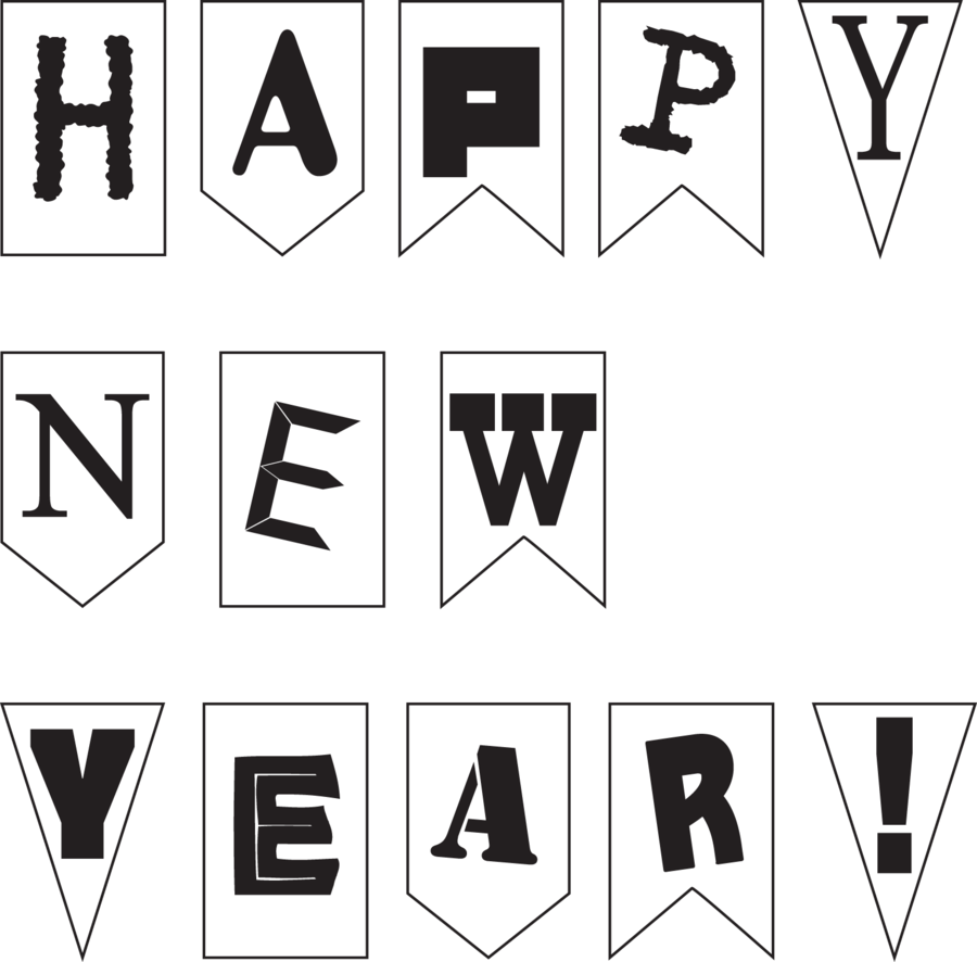 Download Happy New Year Black Clipart New Year White - Happy New Year Black Clipart (900x886), Png Download