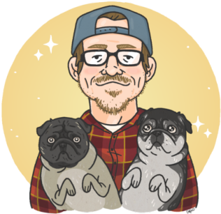 Here's A Nice Art Commission Of Jeff And His Two Pug - Pug (500x400), Png Download