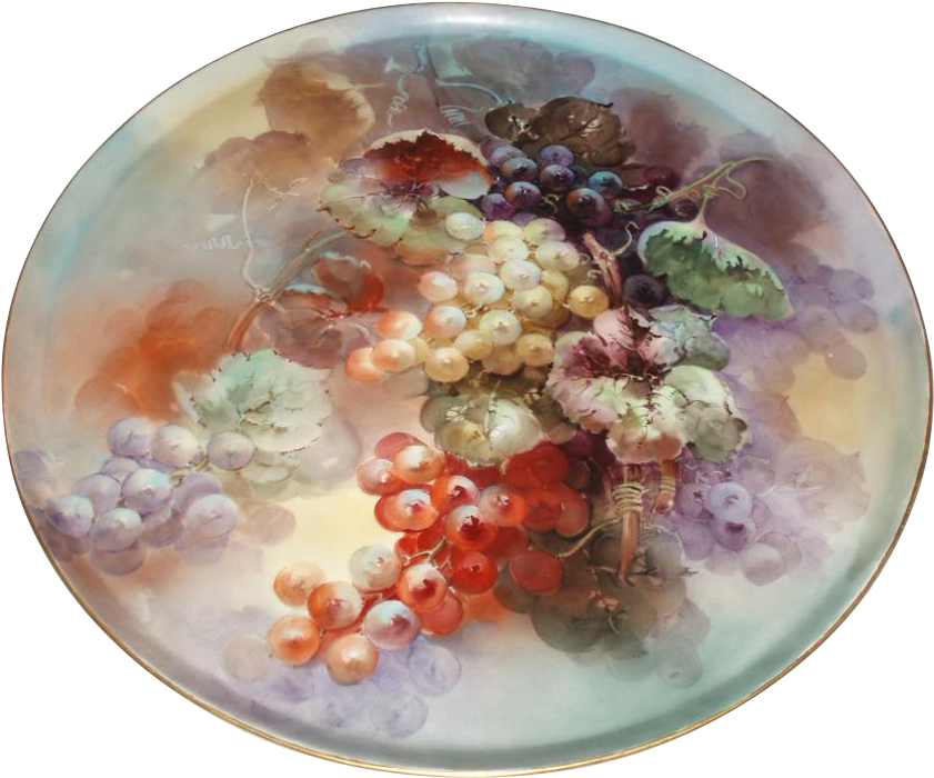 Exquisite Masterpiece Antique French Limoges Porcelain - Grapes Porcelain Paintings (840x840), Png Download