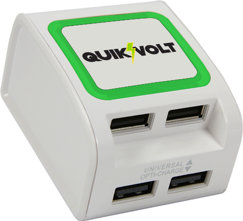Wp 400x 4 Port Usb Wall Charger - Quikvolt Wp-400x 4-port Usb Wall Charger With Opti-charge (1000x1000), Png Download
