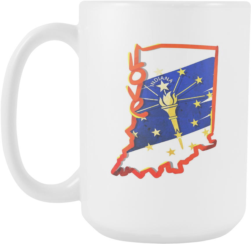 Love Indiana State Flag Map Outline 15oz Mug - Mug (1024x1024), Png Download