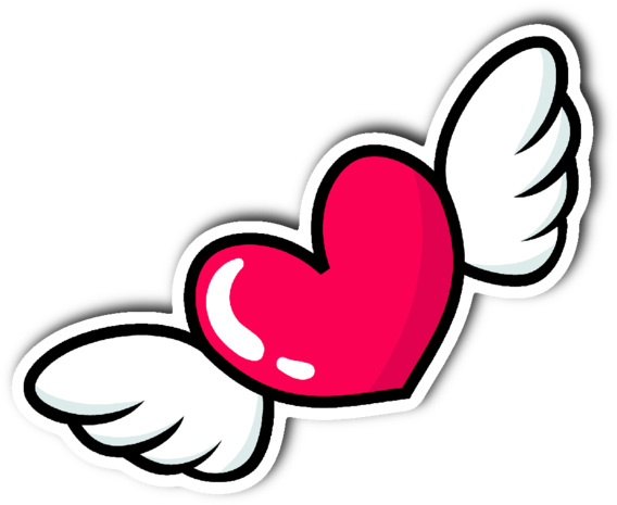 Heart With Wings Vinyl Die Cut Sticker - Love Sticker Heart Png (600x600), Png Download