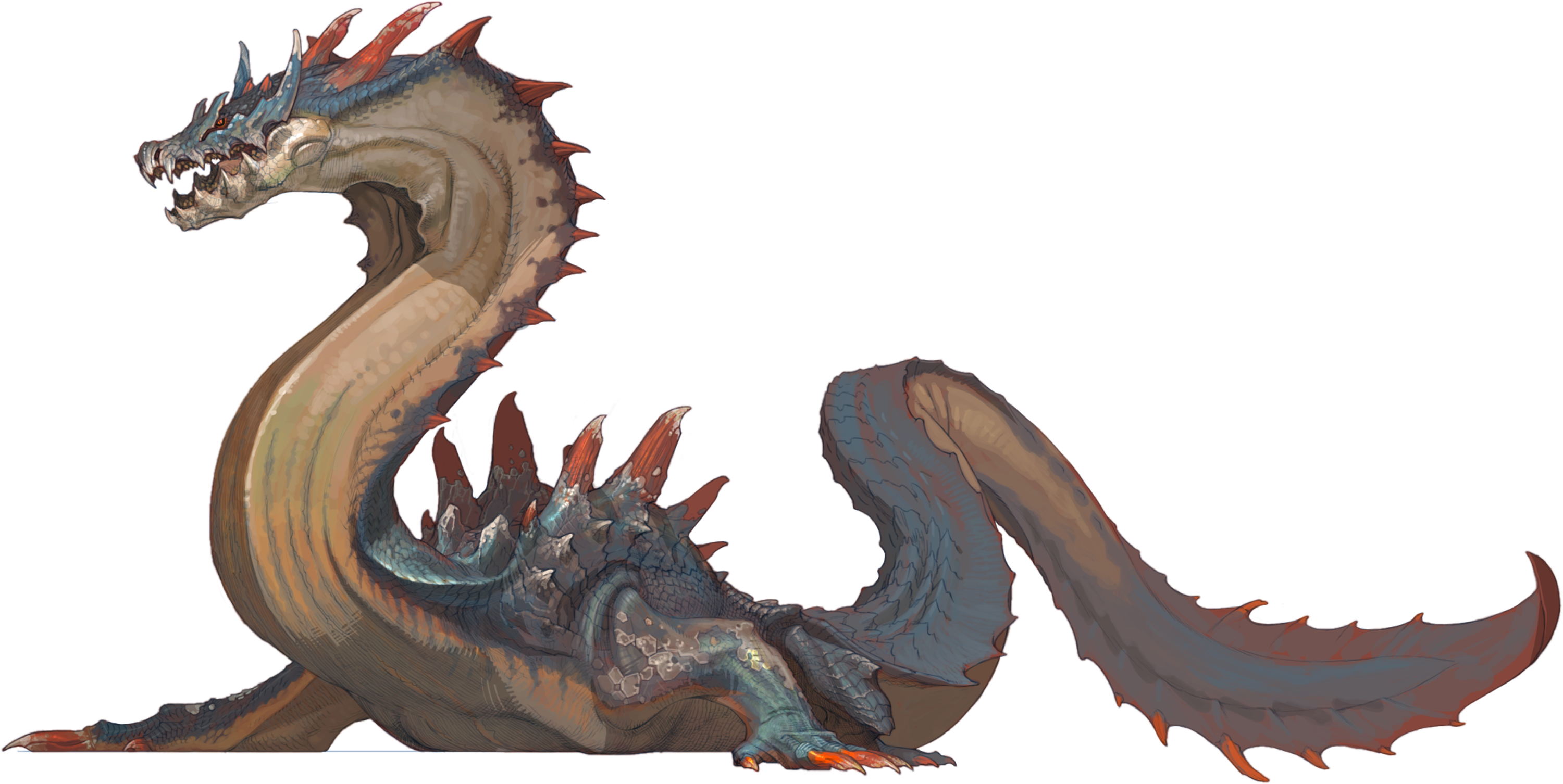 Brilliant Art Design - Monster Hunter Sea Monster (2129x1069), Png Download
