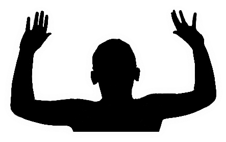 Hands In The Air Png - Black Man With Hands Up (510x390), Png Download