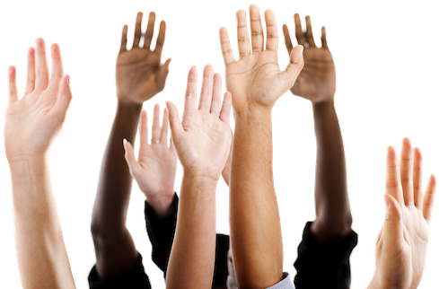 Hands Up Narrow - Democracy And Multicultural Education (497x350), Png Download