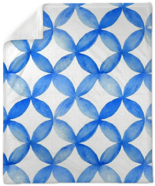 Watercolor Blue Japanese Pattern - Boho Eklektisches Blaues Krawatten-kissen Kissen (400x400), Png Download