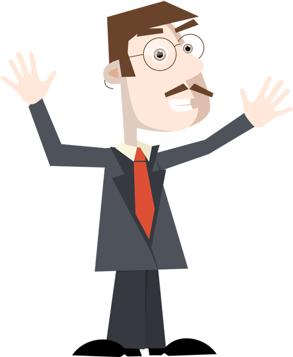 Businessman Excited With Hands Up - Illustration (600x730), Png Download