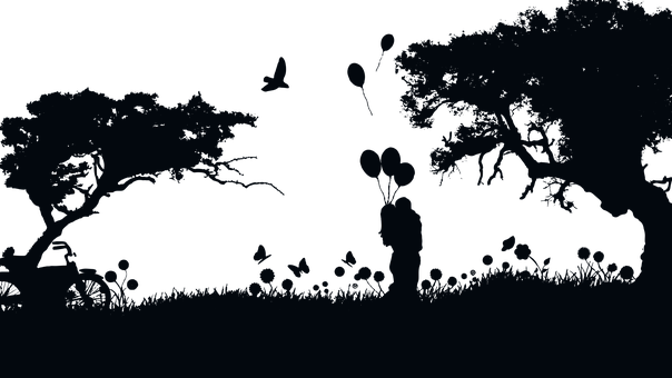 Boy Butterflies Couple Dark Female Girl He (604x340), Png Download