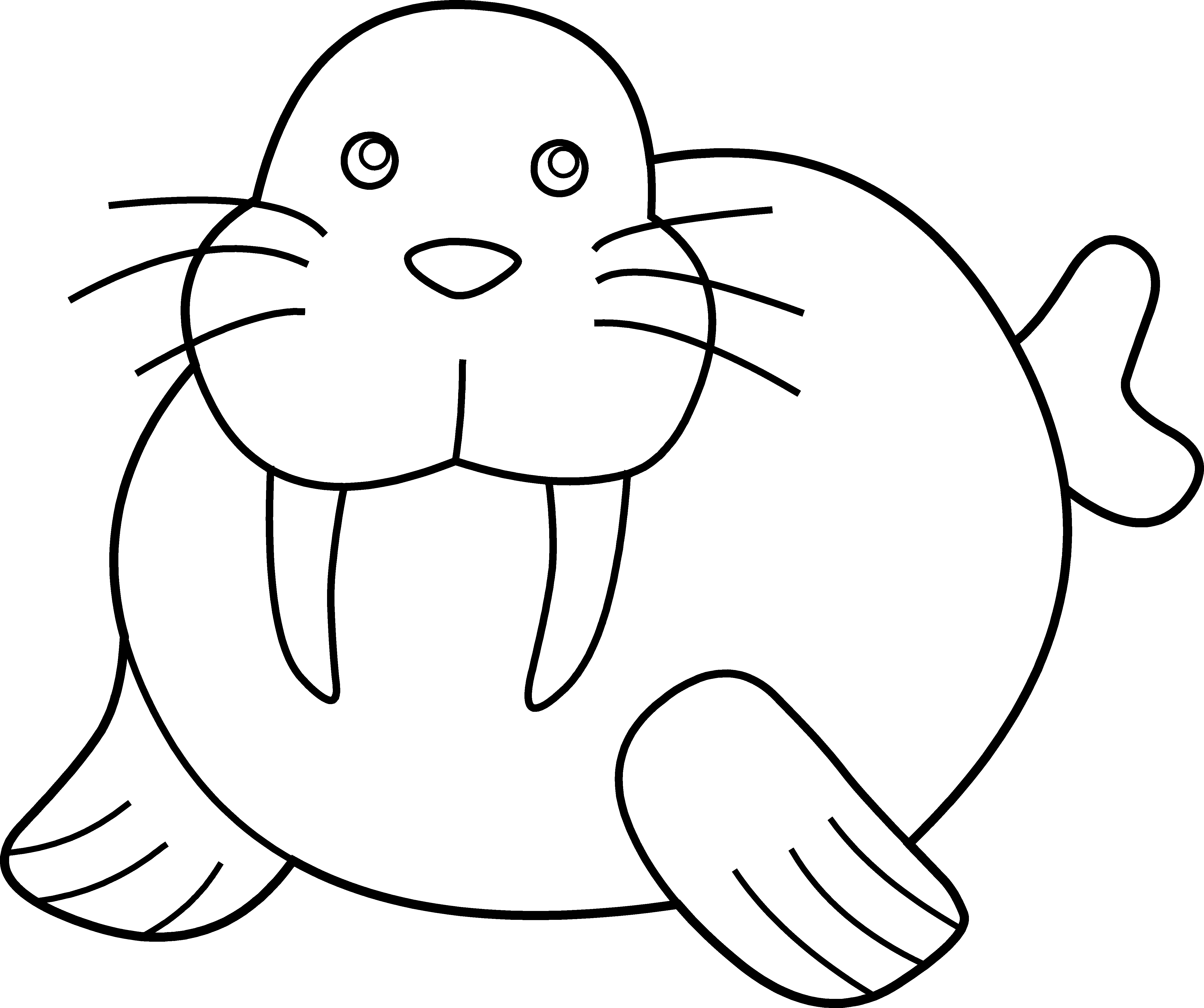 Clipart Info - Walrus Clipart Black And White (5014x4196), Png Download