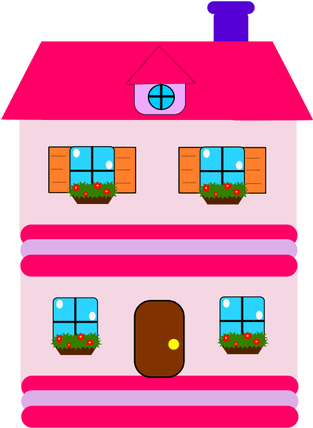 Cute House Clipart Free Clipart Images - Pink Dollhouse Clipart (438x598), Png Download