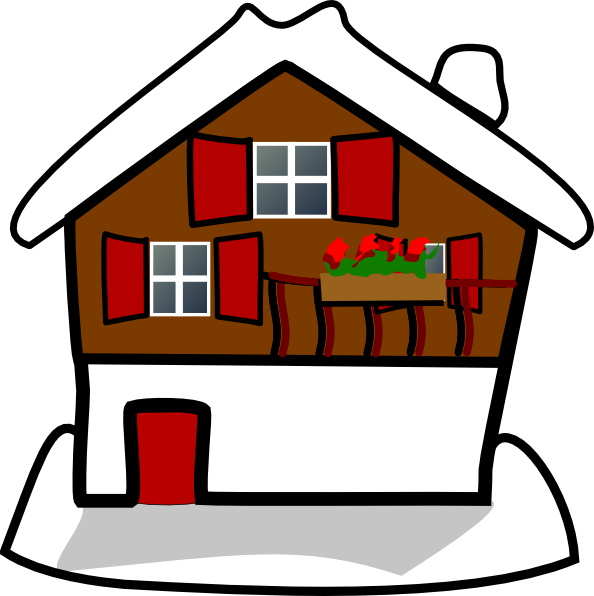 Brick House Clipart - House With Snow Clipart (594x596), Png Download