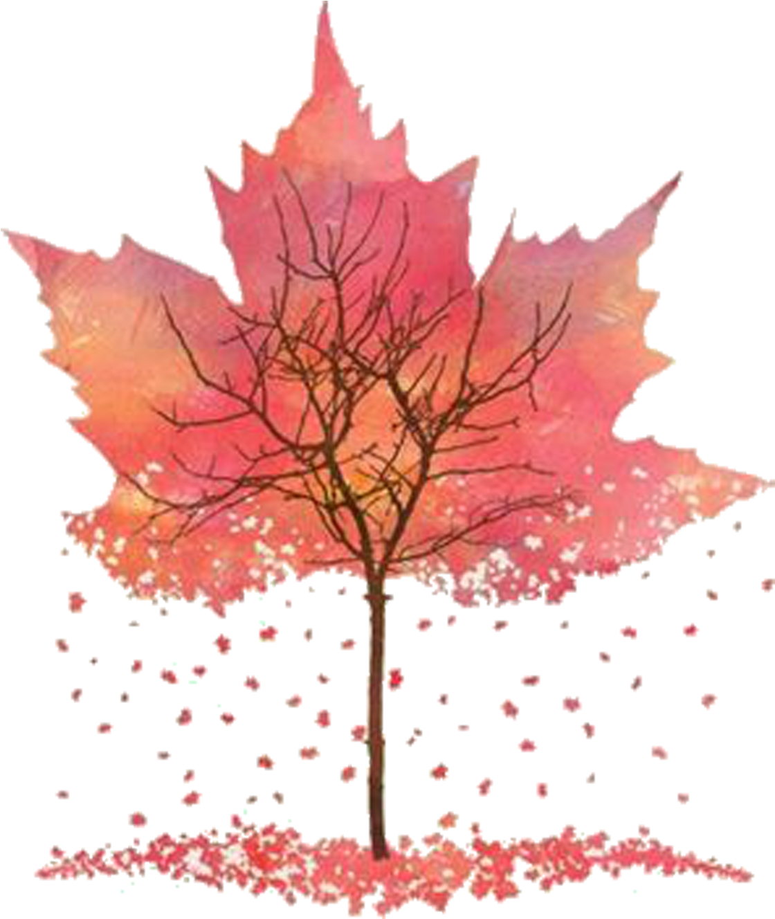 Art Autumn Printmaking Drawing - Autumn Leaves Falling Drawing (1890x1368), Png Download