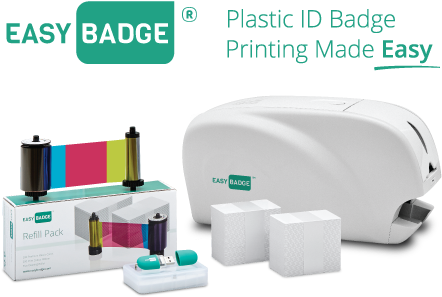Easybadge Card Printer Package - Software/ribbon/cards (490x347), Png Download