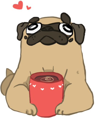Pug With A Mug - Pug Png (500x575), Png Download