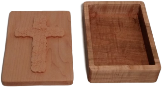 Carved Cross Of Roses Box Open - Rose (561x300), Png Download