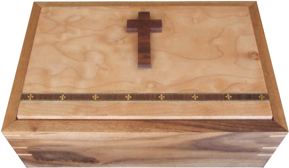 Religious Urn Made Of Curly Maple And Walnut Woods - Bible Box (600x600), Png Download