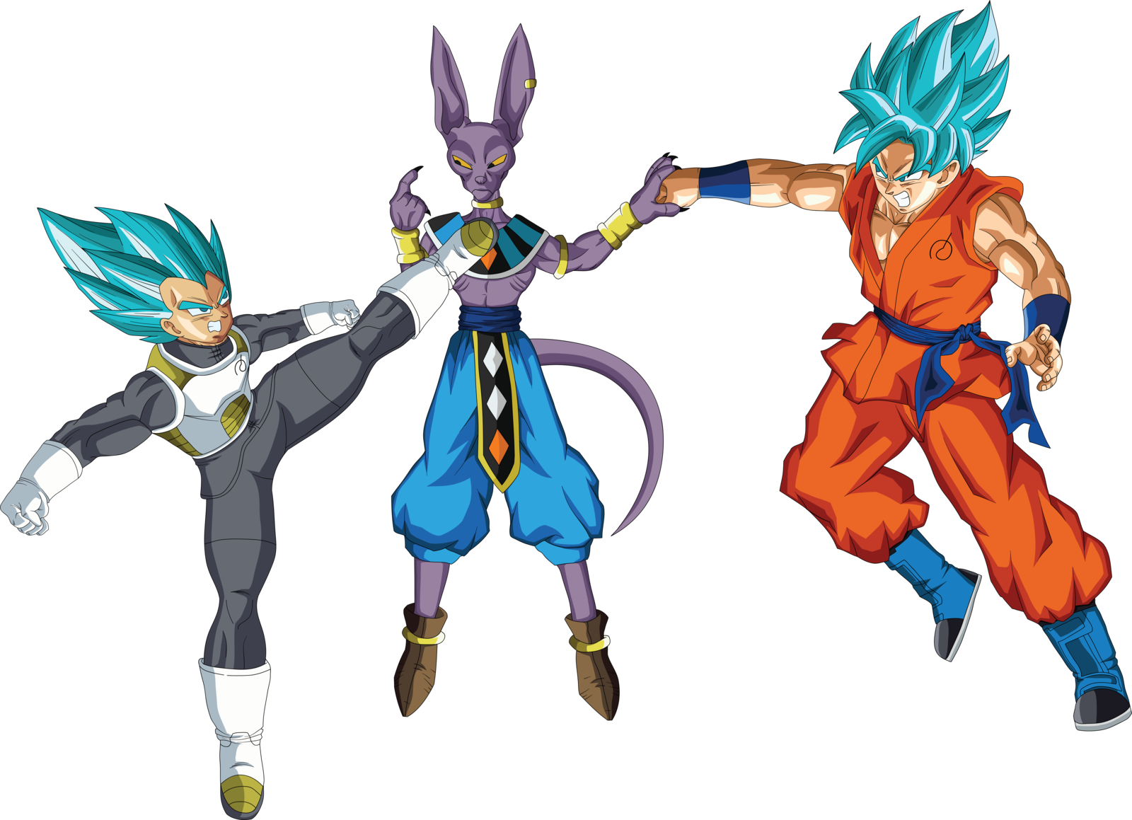 Image Library Library Vegeta And Goku Ssgss - Goku Vs Beerus Png (1600x1159), Png Download