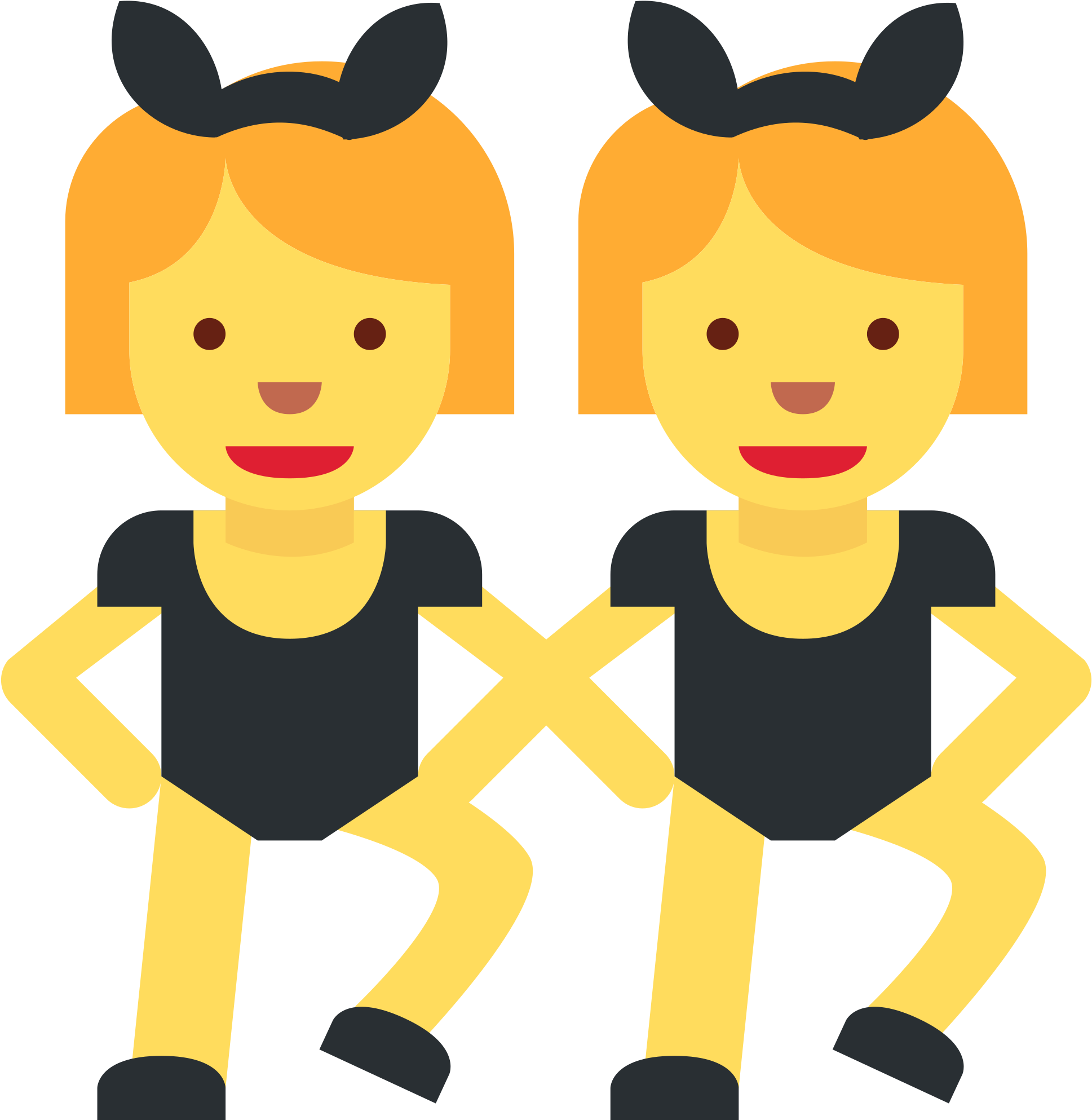 Woman With Bunny Ears Sticker By Twitterverified Account - Dancing Girl Emoji Vector (2048x2048), Png Download