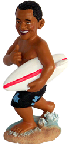 Kc Barack Obama Holding A Surfboard Dashboard Doll (500x500), Png Download