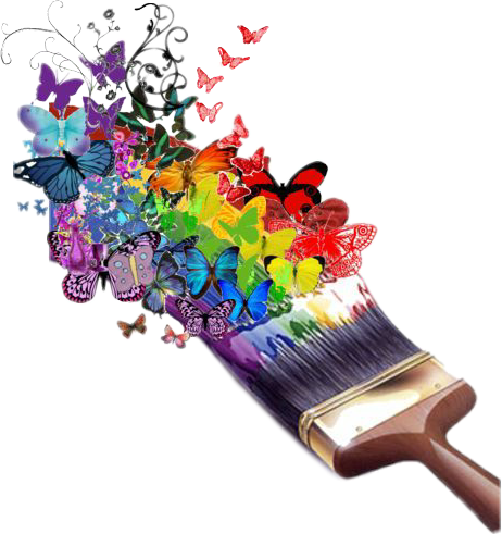 Rainbow Flowing Butterfly Paint (462x491), Png Download