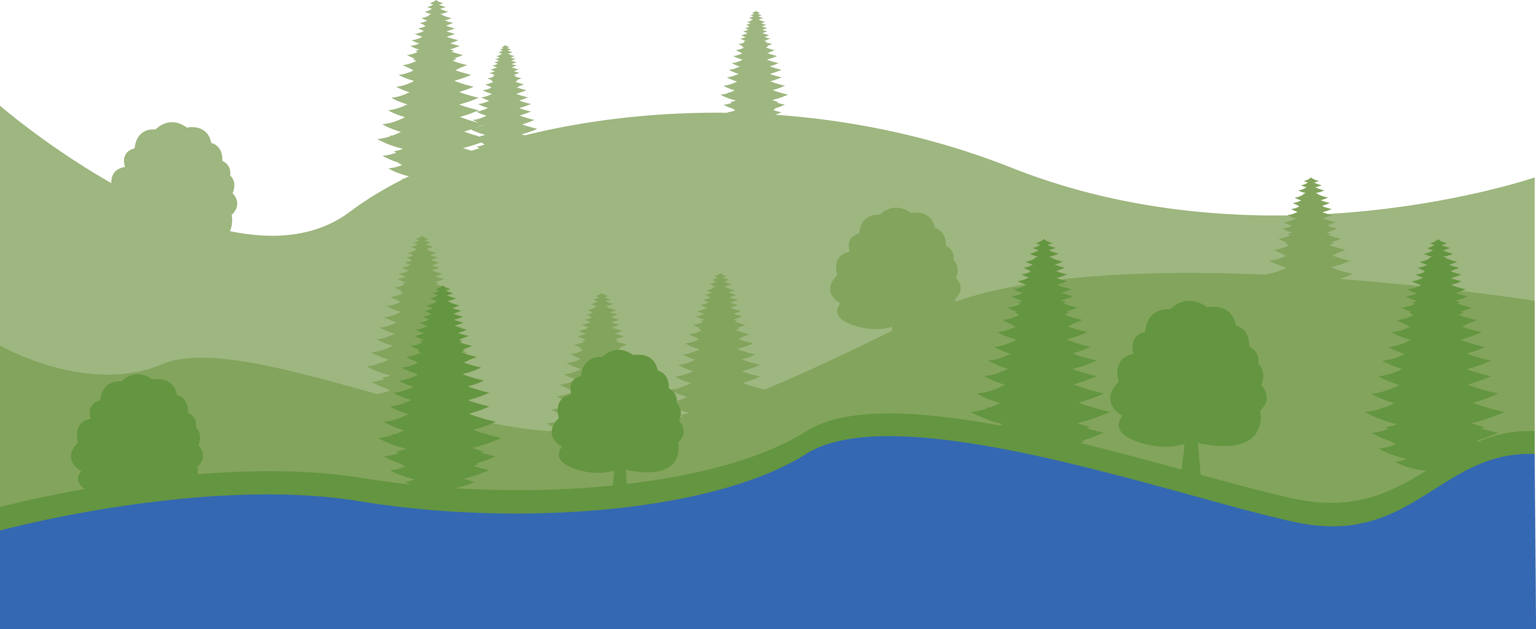 Illustration Of Mountains And Trees - Illustration (5002x2050), Png Download