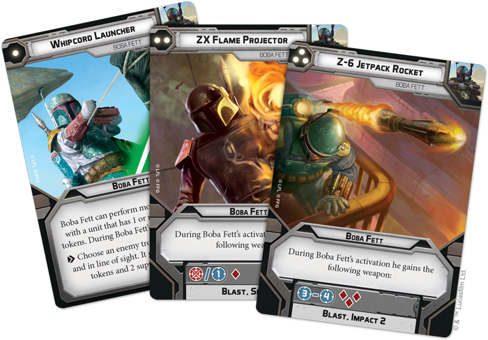 Boba Fett's Command Cards Are Also Pretty Impressive - Star Wars Legion Boba Fett Cards (700x488), Png Download