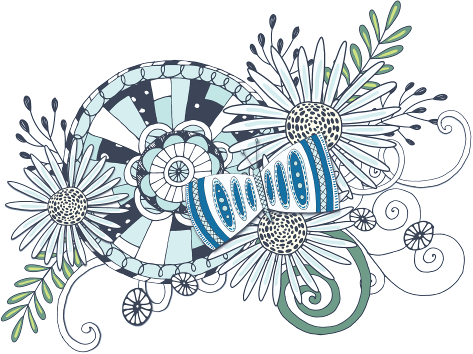 Hand Painted Hook Line Printing Flower Png Transparent - Vector Graphics (1024x749), Png Download