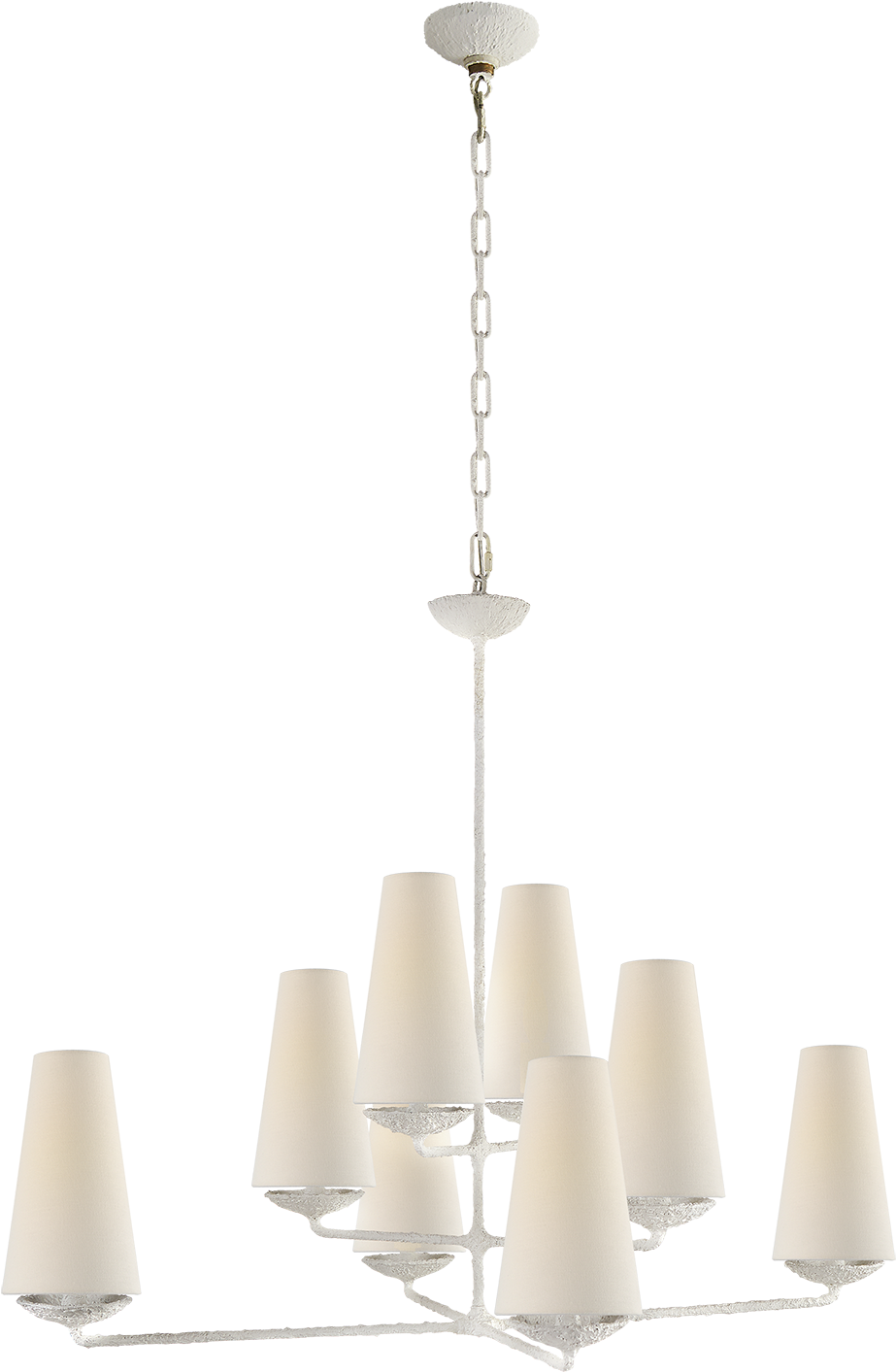 Offset Plaster Chandelier With Linen Shades - House (1440x1440), Png Download
