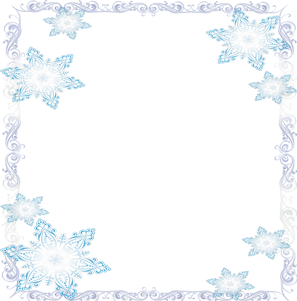 Mq Blue Snowflakes Frame Frames Border Borders - Blue (1024x1024), Png Download