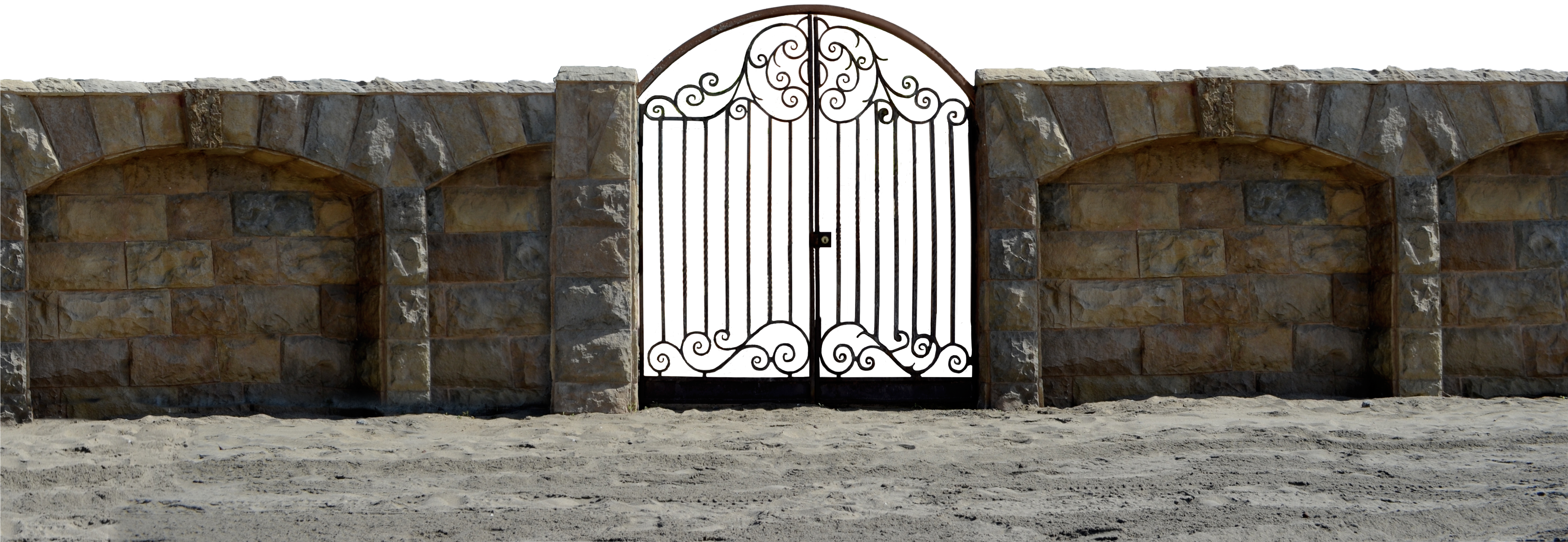 Iron Stone Gate At Beach Png Stock Photo - Wall And Gate Png (5292x3264), Png Download