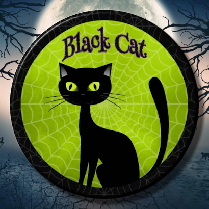 Black Cat Magnet Or Pin - Cat (410x410), Png Download
