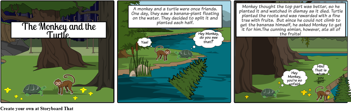 The Monkey And The Turtle - Cartoon (1164x385), Png Download