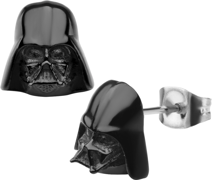 Darth Vader Black Pvd 3d Stud Earrings - Earring (850x850), Png Download