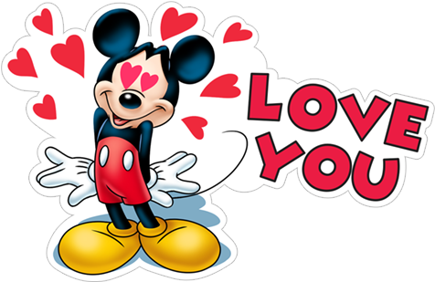 Love You Lovely Mickey Mouse Relationship Romantic - Mickey Mouse Stickers For Whatsapp (490x317), Png Download