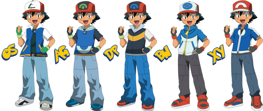 Png - Pokemon Ash Through The Years (900x380), Png Download