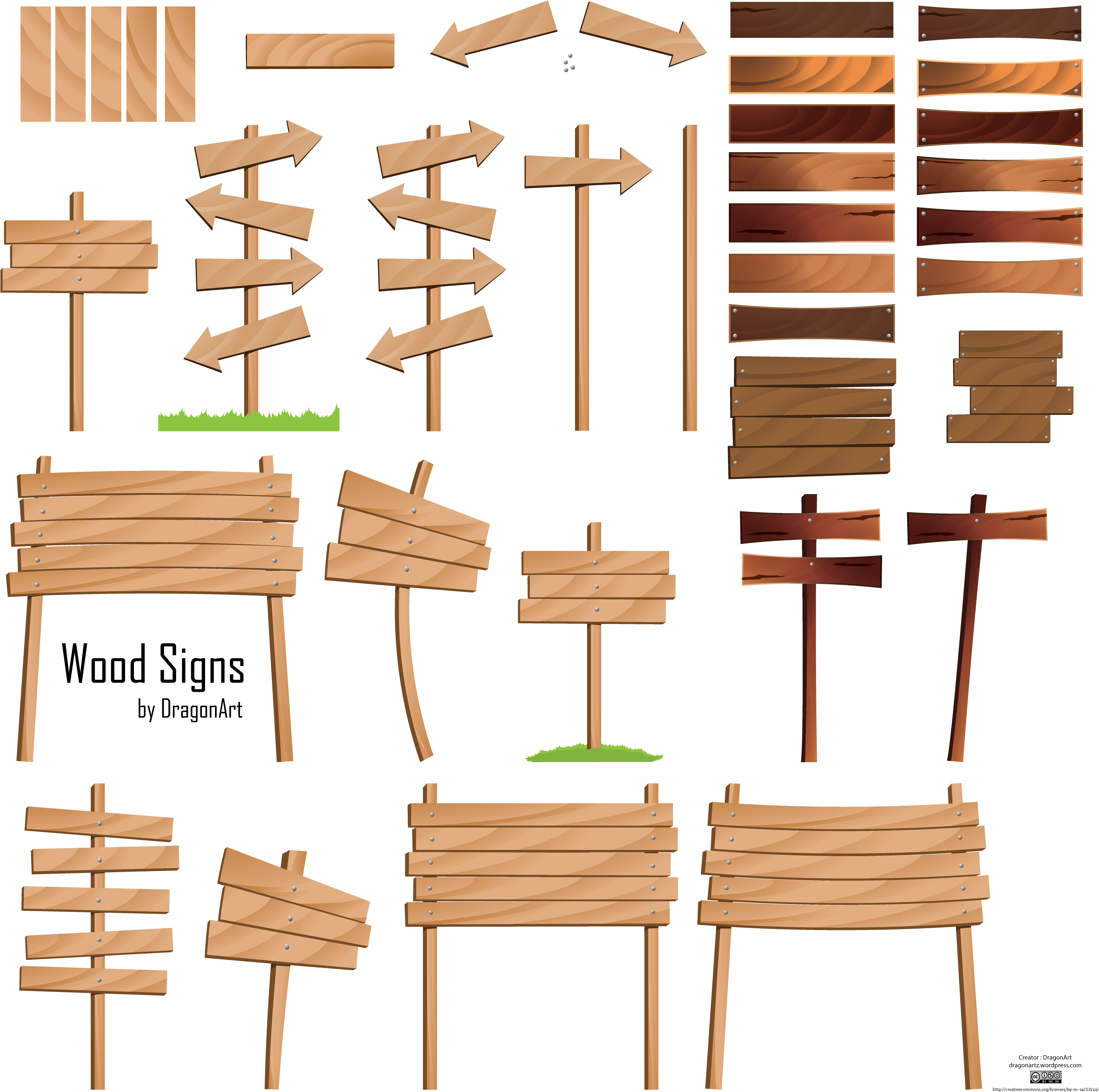 Com Free Vector Wood Signs Vector Set - Wooden Road Sign Vector (4167x4167), Png Download