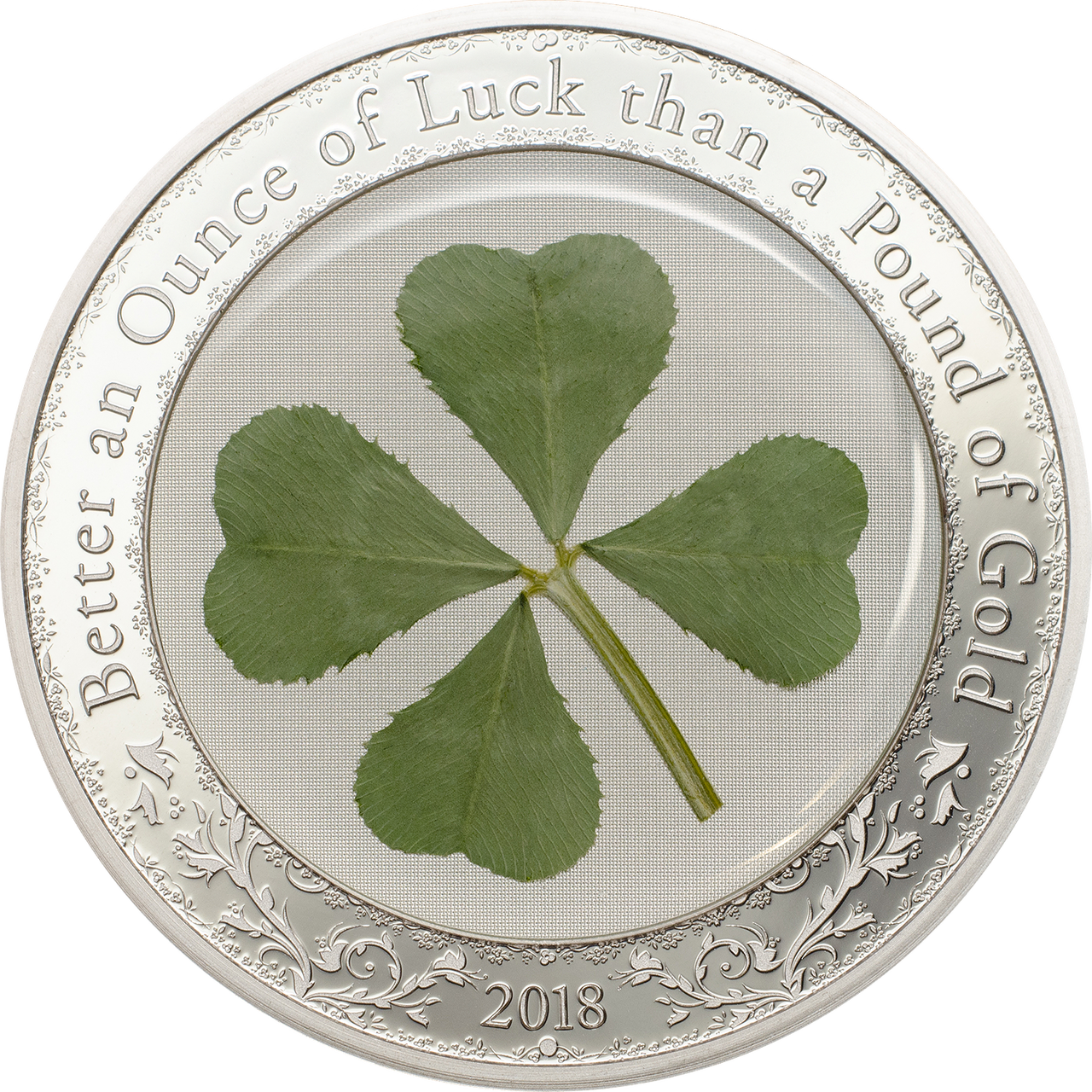 Four Leaf Clover Ounce Of Luck 2018 1 Oz Silver Coin (1280x1280), Png Download