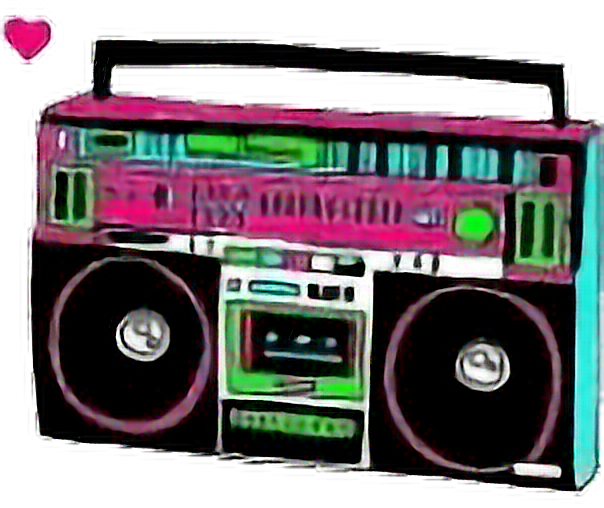 Neon Retro Boombox Vintage Stereo Freetoedit - Retro Boombox Png (604x508), Png Download