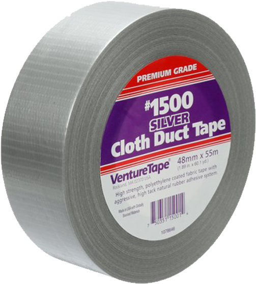 Professional Grade Cloth Duct Tape, Silver - 3m? Venture Tape? Cloth Duct Tape 1500 Silver, 3 In (600x598), Png Download