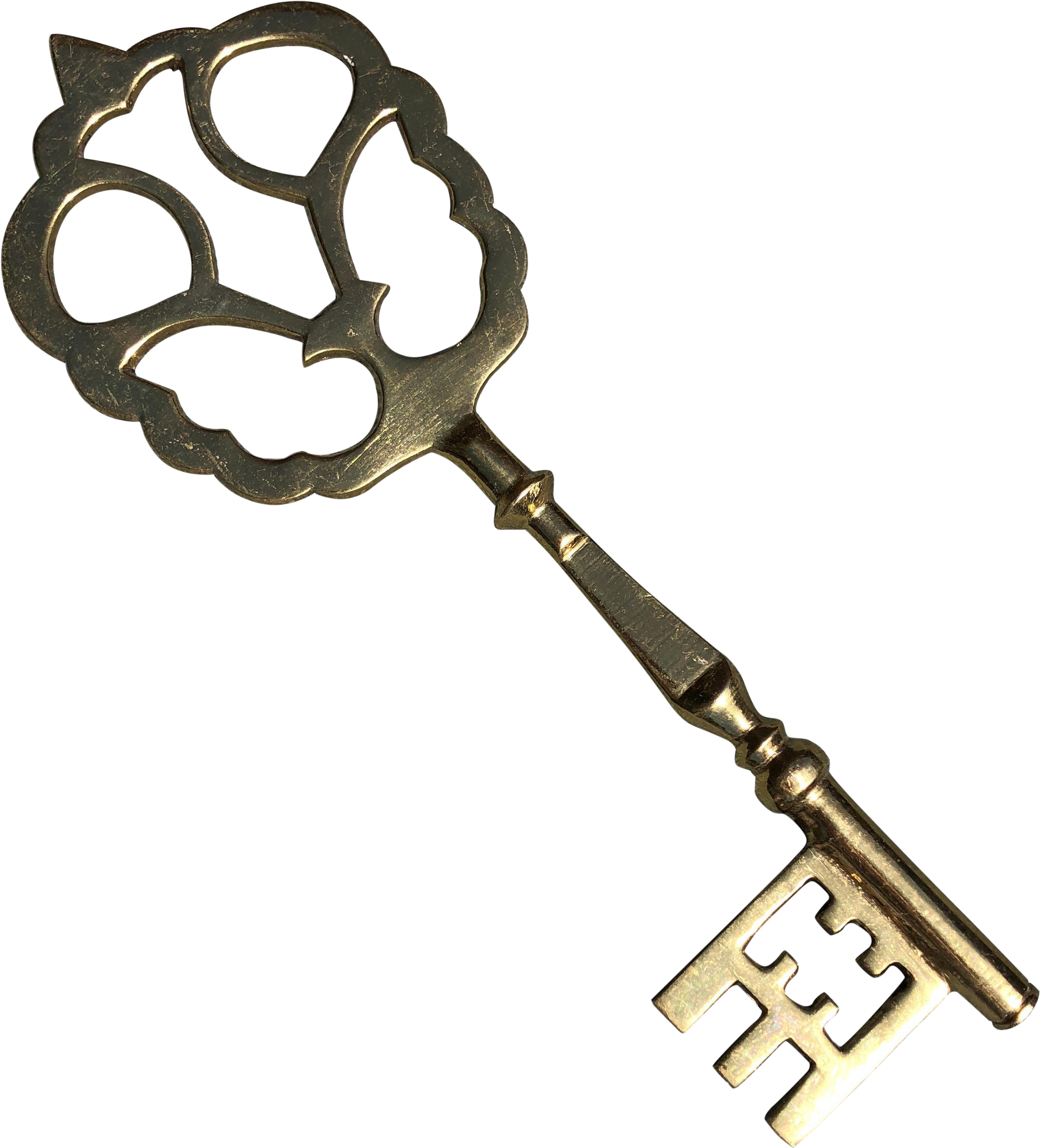 Vintage Decorative Solid Brass Skeleton Key - Skeleton Key (2632x2906), Png Download