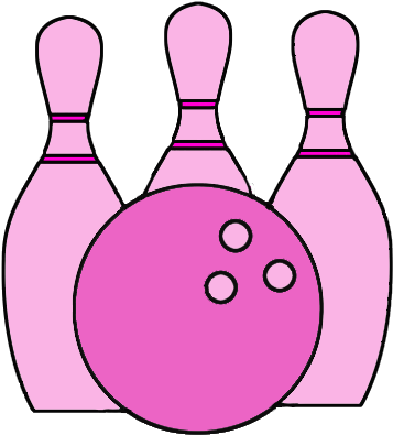 Very Pink Bowling Cones And Ball - Pink Bowling Ball Clip Art (435x472), Png Download