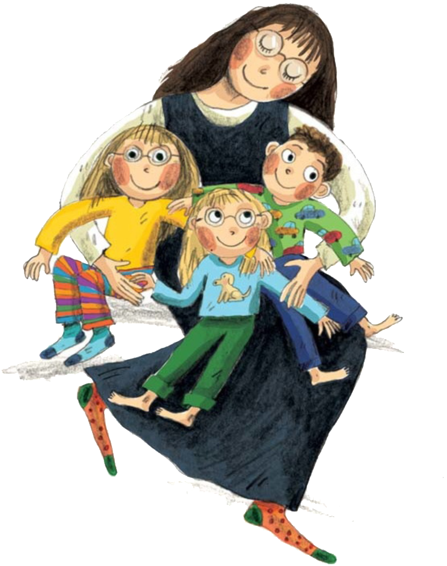 Fairy Mom And Three Kids Pattern Image - Mama Y Tres Hijos (1024x1146), Png Download