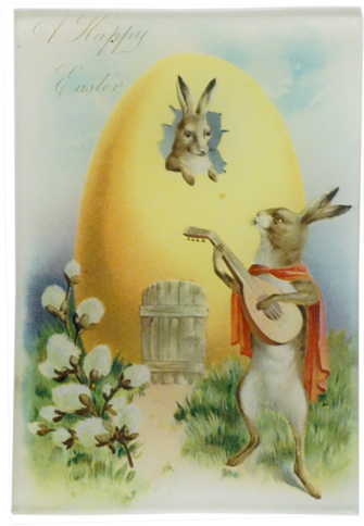 A Happy Easter - Osterhasen-farbiges Ei-haus Karte (500x500), Png Download