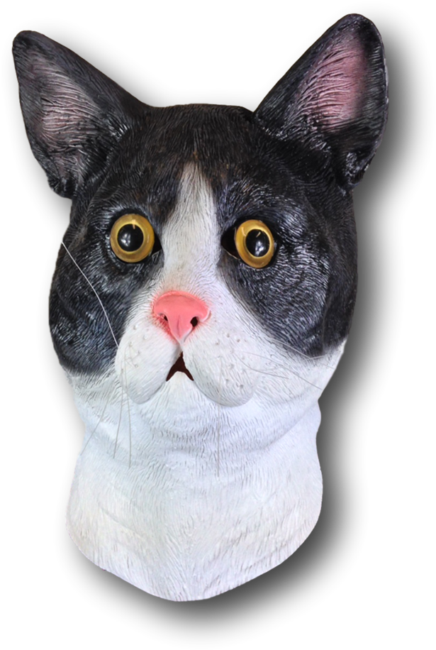 Black & White Cat Mask - Cat Mask Overhead Movie & Tv Prop Pussycat Latex (768x1024), Png Download