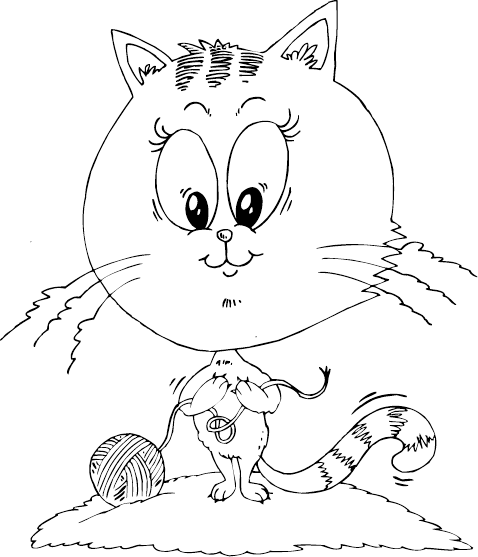 Cat With Big Head - Coloring Book (478x557), Png Download