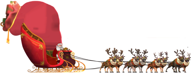 Santa Sleigh - Santa Claus (640x244), Png Download