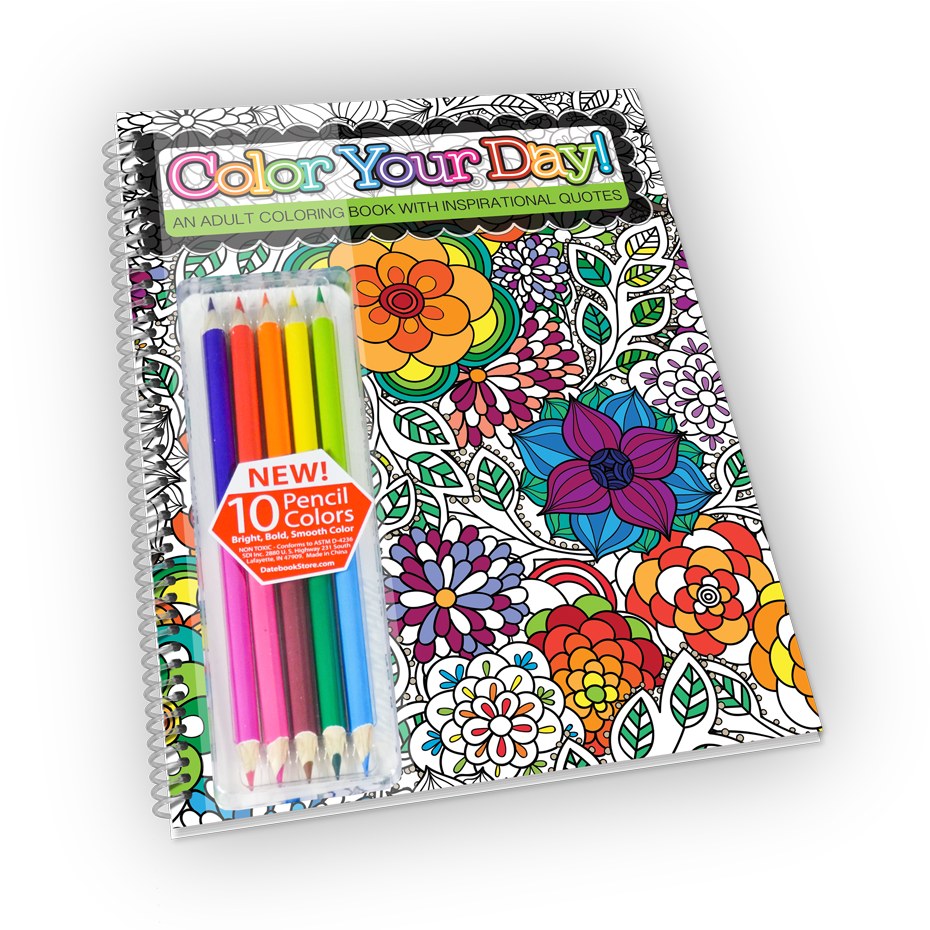 Color Your Day Book 2 With Pencils - Color Your Day! - An Adult Coloring Book - Includes (1208x929), Png Download