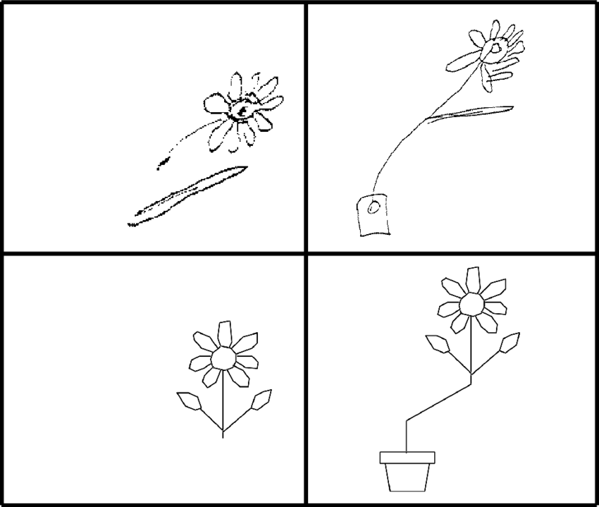 Unconnected Daisies (b) Commected Daisy - Drawing (850x719), Png Download