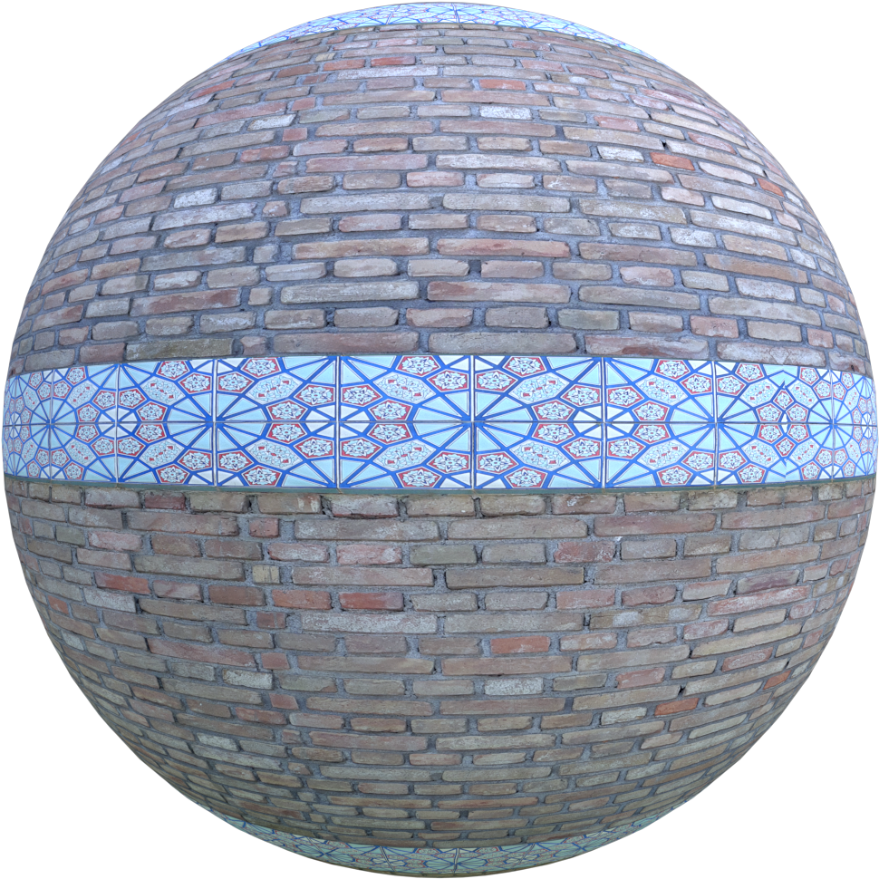 Seamless Brick Wall With Blue Ceramic - Brick (1024x1024), Png Download