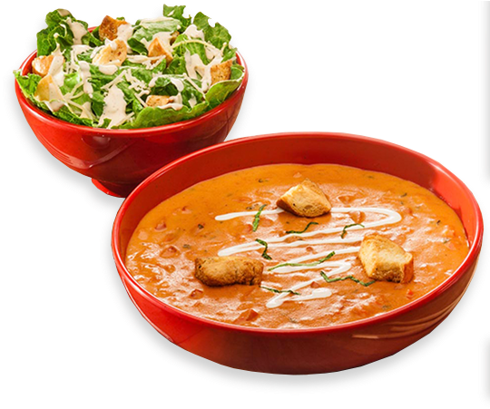 Choose From Our Soups, Salads, Sandwiches And Mac And - Soup (559x500), Png Download